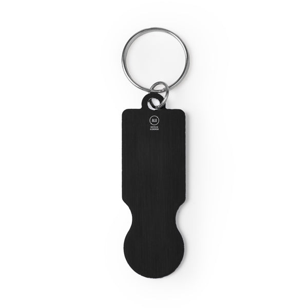 Stamina HORNET Recycled aluminium keyring in black - promotional merchandise printed with your company logo
