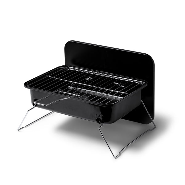 Stamina FILET Stainless steel portable barbecue in black - promotional merchandise printed with your company logo