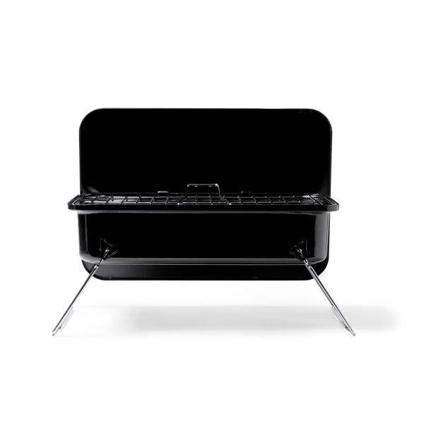Stamina FILET Stainless steel portable barbecue in black - promotional merchandise printed with your company logo