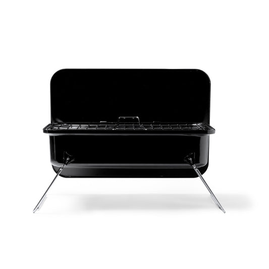 Stamina FILET Stainless steel portable barbecue in black - promotional merchandise printed with your company logo