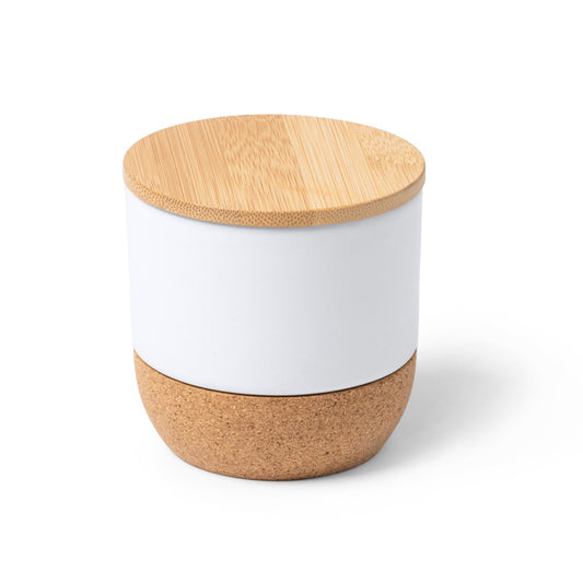 Stamina SILKEN Ceramic candle in beige - promotional merchandise printed with your company logo
