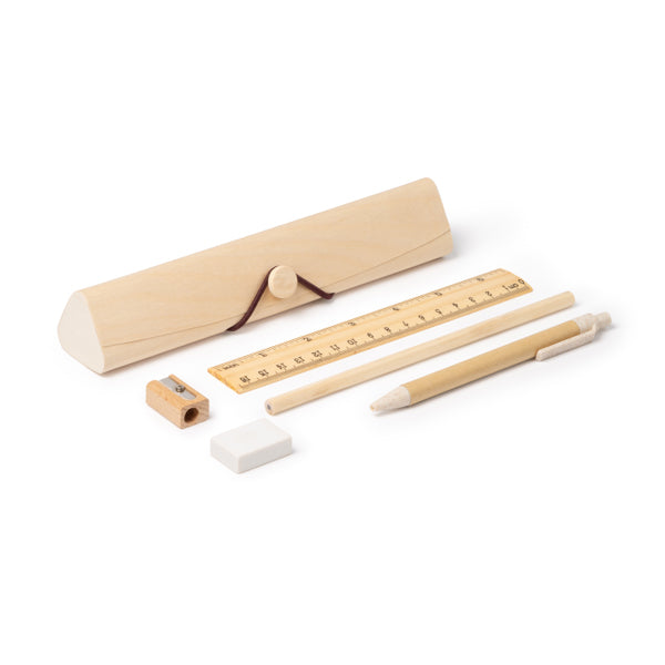 Stamina SAKIS Natural wood pencil case in beige - promotional merchandise printed with your company logo