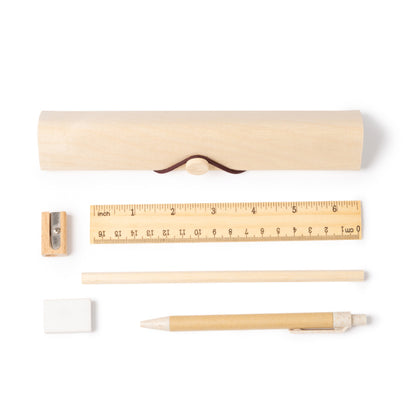 Stamina SAKIS Natural wood pencil case in beige - promotional merchandise printed with your company logo