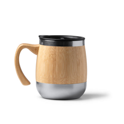 Stamina MARLY Stainless steel and bamboo thermal cup 450 ml in beige - promotional merchandise printed with your company logo