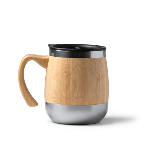 Stamina MARLY Stainless steel and bamboo thermal cup 450 ml in beige - promotional merchandise printed with your company logo