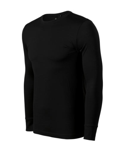 MALFINI Premium MERINO RISE LS Men's T-shirt in black - promotional clothing printed with your company logo