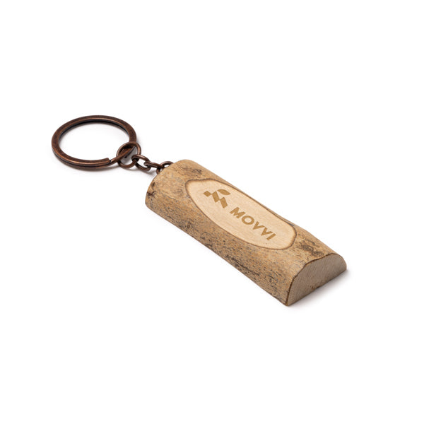 Stamina TELMON Wood keyring in beige - promotional merchandise printed with your company logo