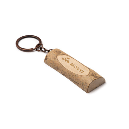 Stamina TELMON Wood keyring in beige - promotional merchandise printed with your company logo