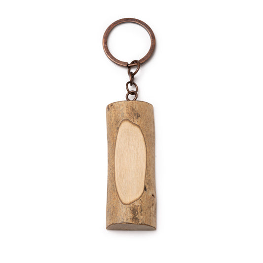 Stamina TELMON Wood keyring in beige - promotional merchandise printed with your company logo