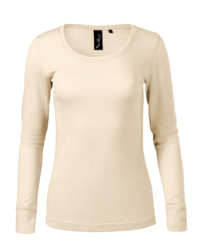 MALFINI Premium MERINO RISE LS Women's T-shirt in almond - promotional clothing printed with your company logo
