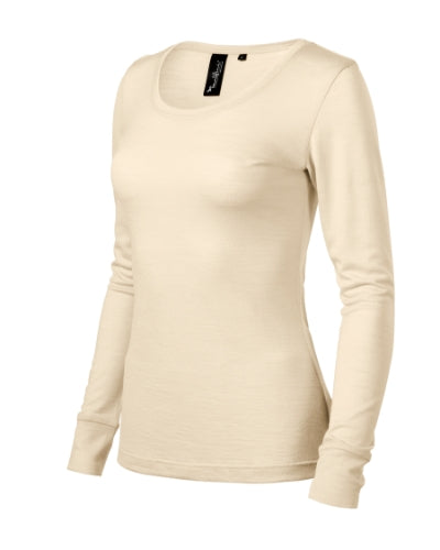 MALFINI Premium MERINO RISE LS Women's T-shirt in almond - promotional clothing printed with your company logo