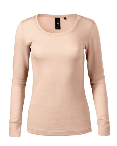 MALFINI Premium MERINO RISE LS Women's T-shirt in cameo - promotional clothing printed with your company logo
