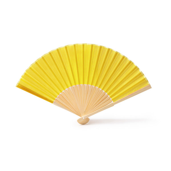 Stamina LIDIA Fan with bamboo rods and polyester fabric in yellow - promotional merchandise printed with your company logo