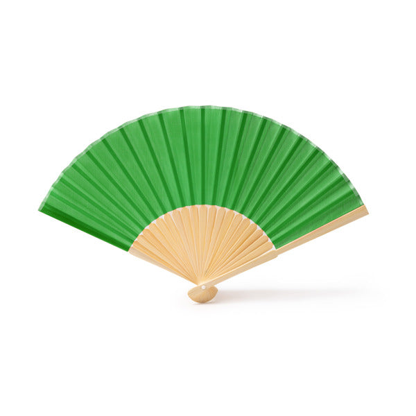 Stamina LIDIA Fan with bamboo rods and polyester fabric in fern green - promotional merchandise printed with your company