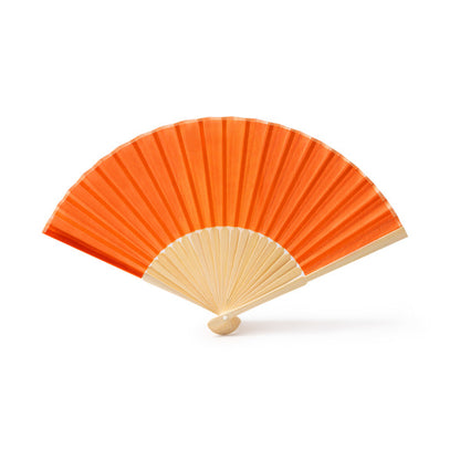 Stamina LIDIA Fan with bamboo rods and polyester fabric in orange - promotional merchandise printed with your company logo