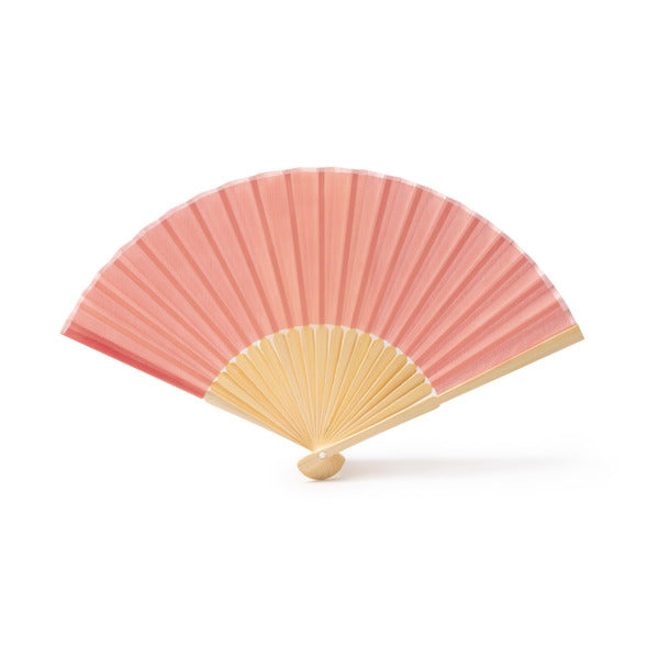 Stamina LIDIA Fan with bamboo rods and polyester fabric in light pink - promotional merchandise printed with your company
