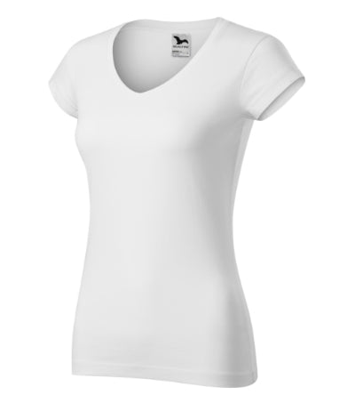 MALFINI FIT V-NECK Women's T-shirt in white - promotional clothing printed with your company logo