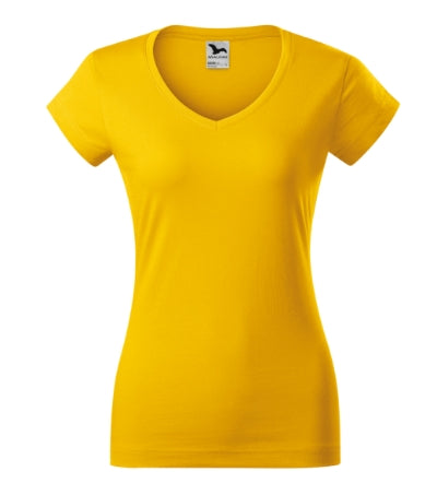 MALFINI FIT V-NECK Women's T-shirt in yellow - promotional clothing printed with your company logo