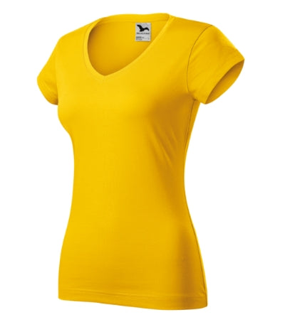 MALFINI FIT V-NECK Women's T-shirt in yellow - promotional clothing printed with your company logo