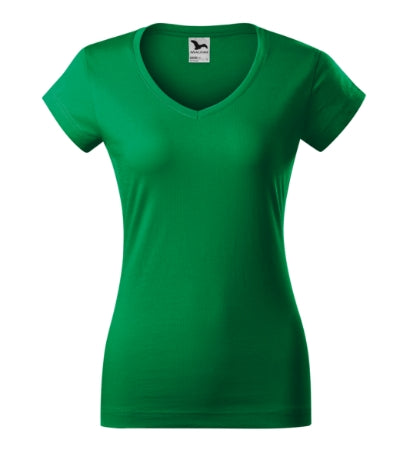 MALFINI FIT V-NECK Women's T-shirt in kelly green - promotional clothing printed with your company logo