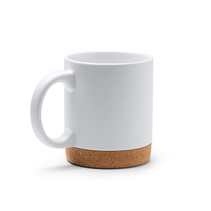 Stamina BANKET Ceramic and cork mug 320 ml in white - promotional merchandise printed with your company logo