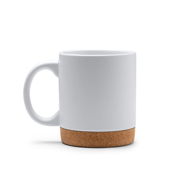 Stamina BANKET Ceramic and cork mug 320 ml in white - promotional merchandise printed with your company logo