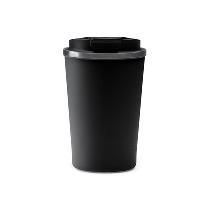 Stamina TOMAS Stainless steel thermal cup 400 ml in black - promotional merchandise printed with your company logo