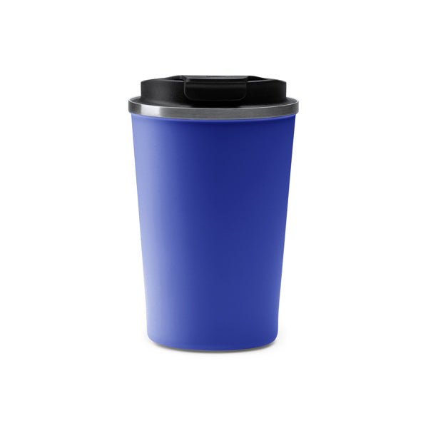 Stamina TOMAS Stainless steel thermal cup 400 ml in royal blue - promotional merchandise printed with your company logo