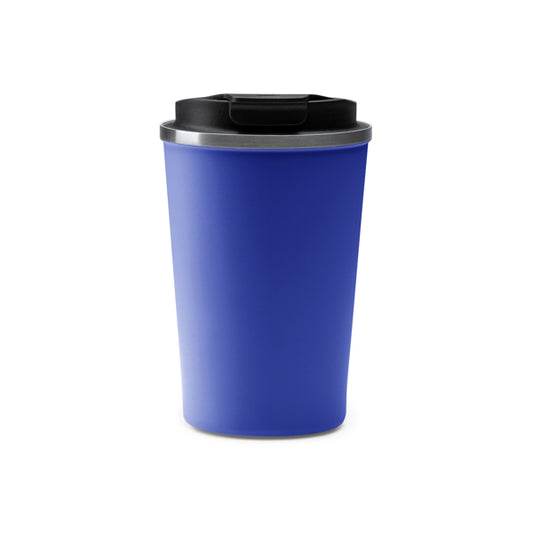 Stamina TOMAS Stainless steel thermal cup 400 ml in royal blue - promotional merchandise printed with your company logo
