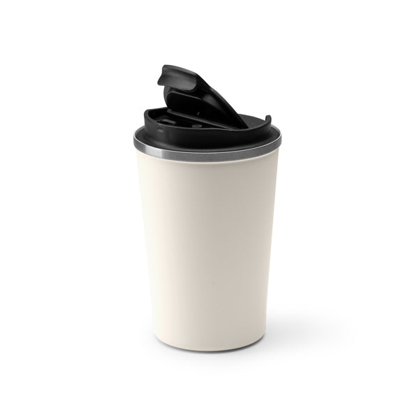 Stamina TOMAS Stainless steel thermal cup 400 ml in black - promotional merchandise printed with your company logo