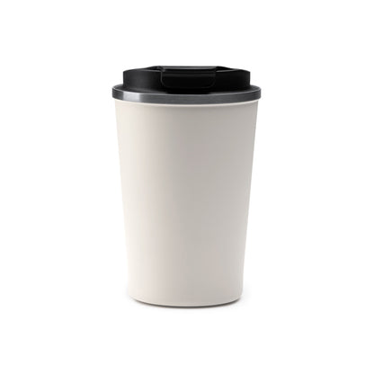 Stamina TOMAS Stainless steel thermal cup 400 ml in vintage white - promotional merchandise printed with your company logo