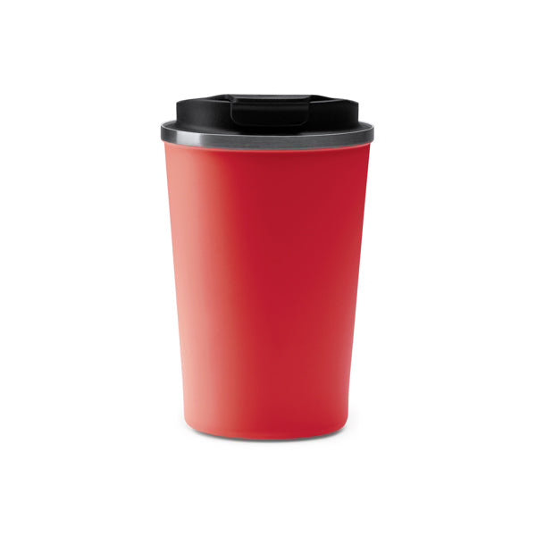 Stamina TOMAS Stainless steel thermal cup 400 ml in red - promotional merchandise printed with your company logo