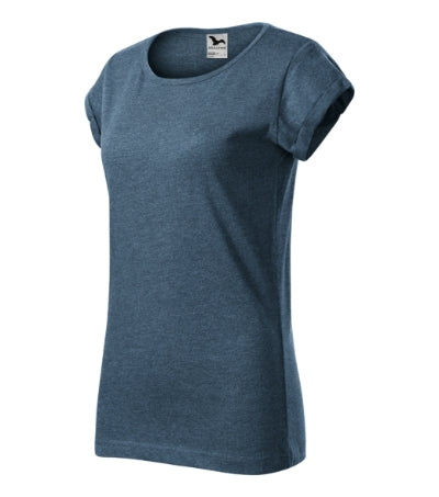 MALFINI FUSION Women's T-shirt in dark denim melange - promotional clothing printed with your company logo
