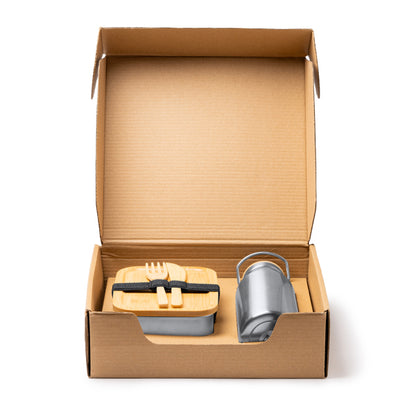 Stamina BAGNER Stainless steel and bamboo lunch box in beige - promotional merchandise printed with your company logo