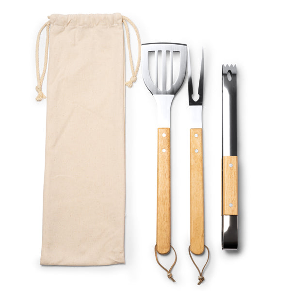 Stamina CADAK Stainless steel barbecue set in beige - promotional merchandise printed with your company logo
