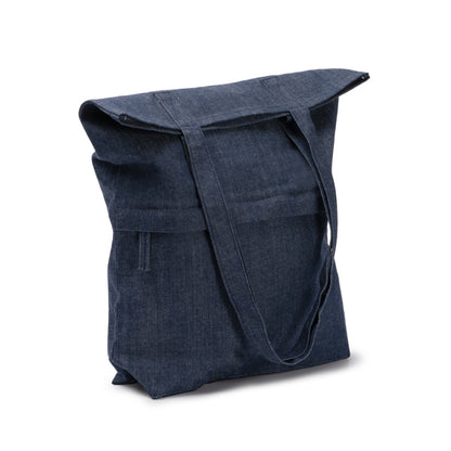 KIRK - Bag made of recycled denim fabric with front zip pocket