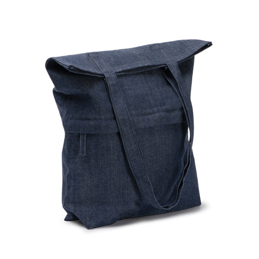 KIRK - Bag made of recycled denim fabric with front zip pocket