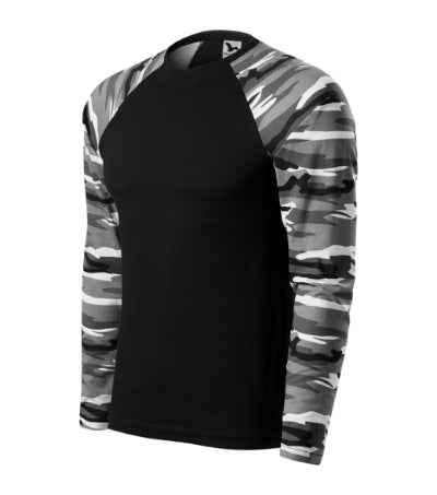 MALFINI CAMOUFLAGE LS Unisex T-shirt in camouflage gray - promotional clothing printed with your company logo