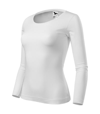MALFINI FIT-T LS Women's T-shirt in white - promotional clothing printed with your company logo