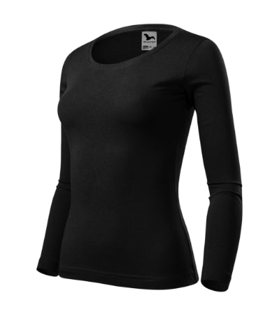 MALFINI FIT-T LS Women's T-shirt in black - promotional clothing printed with your company logo