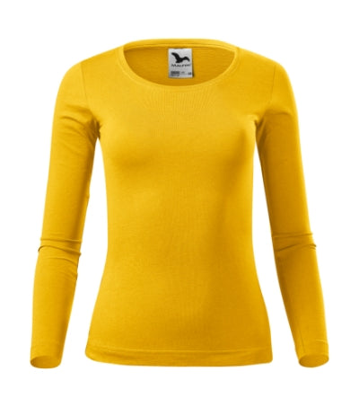 MALFINI FIT-T LS Women's T-shirt in yellow - promotional clothing printed with your company logo