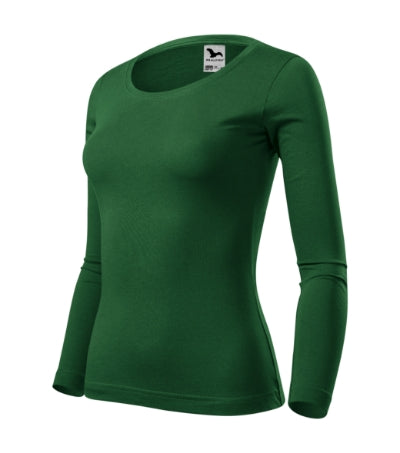 MALFINI FIT-T LS Women's T-shirt in bottle green - promotional clothing printed with your company logo