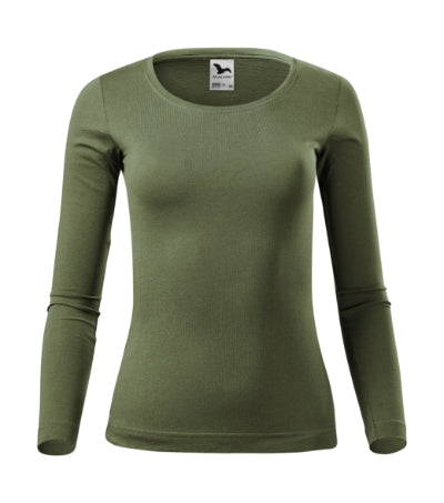 MALFINI FIT-T LS Women's T-shirt in khaki - promotional clothing printed with your company logo