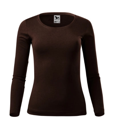 MALFINI FIT-T LS Women's T-shirt in coffee - promotional clothing printed with your company logo