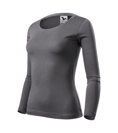 MALFINI FIT-T LS Women's T-shirt in steel gray - promotional clothing printed with your company logo
