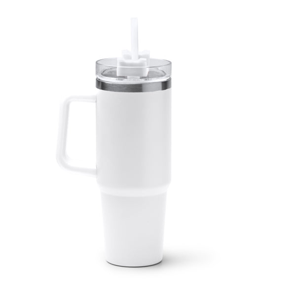 Stamina KRANSTON Recycled stainless steel thermal cup 870 ml in white - promotional merchandise printed with your company