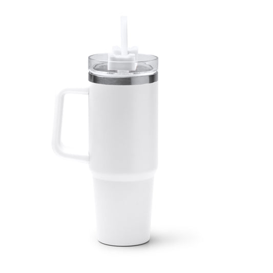 Stamina KRANSTON Recycled stainless steel thermal cup 870 ml in white - promotional merchandise printed with your company