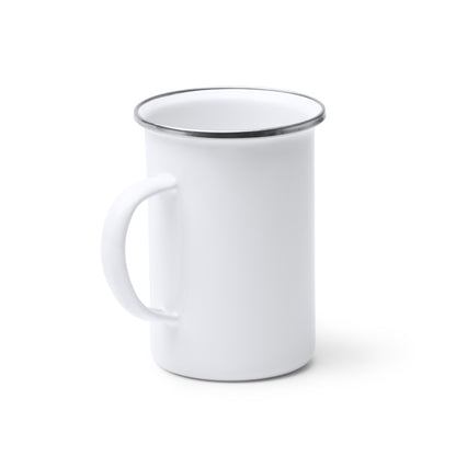 Stamina ALEPO Enamelled metal high mug 380 ml in white - promotional merchandise printed with your company logo