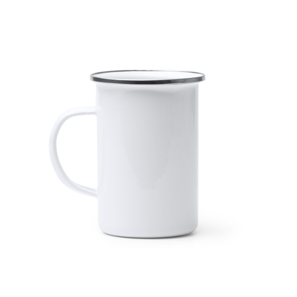 Stamina ALEPO Enamelled metal high mug 380 ml in white - promotional merchandise printed with your company logo