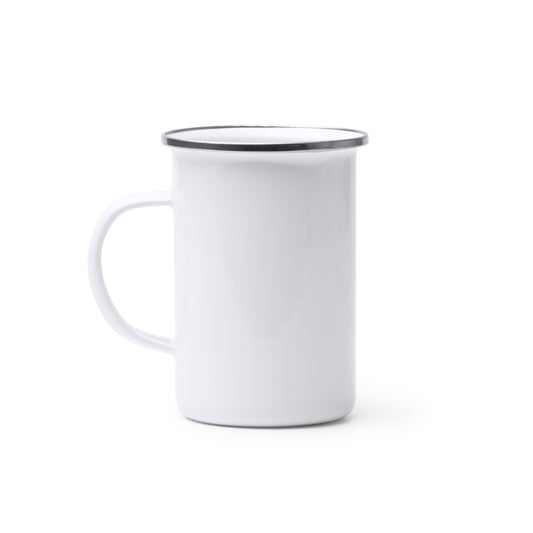 Stamina ALEPO Enamelled metal high mug 380 ml in white - promotional merchandise printed with your company logo